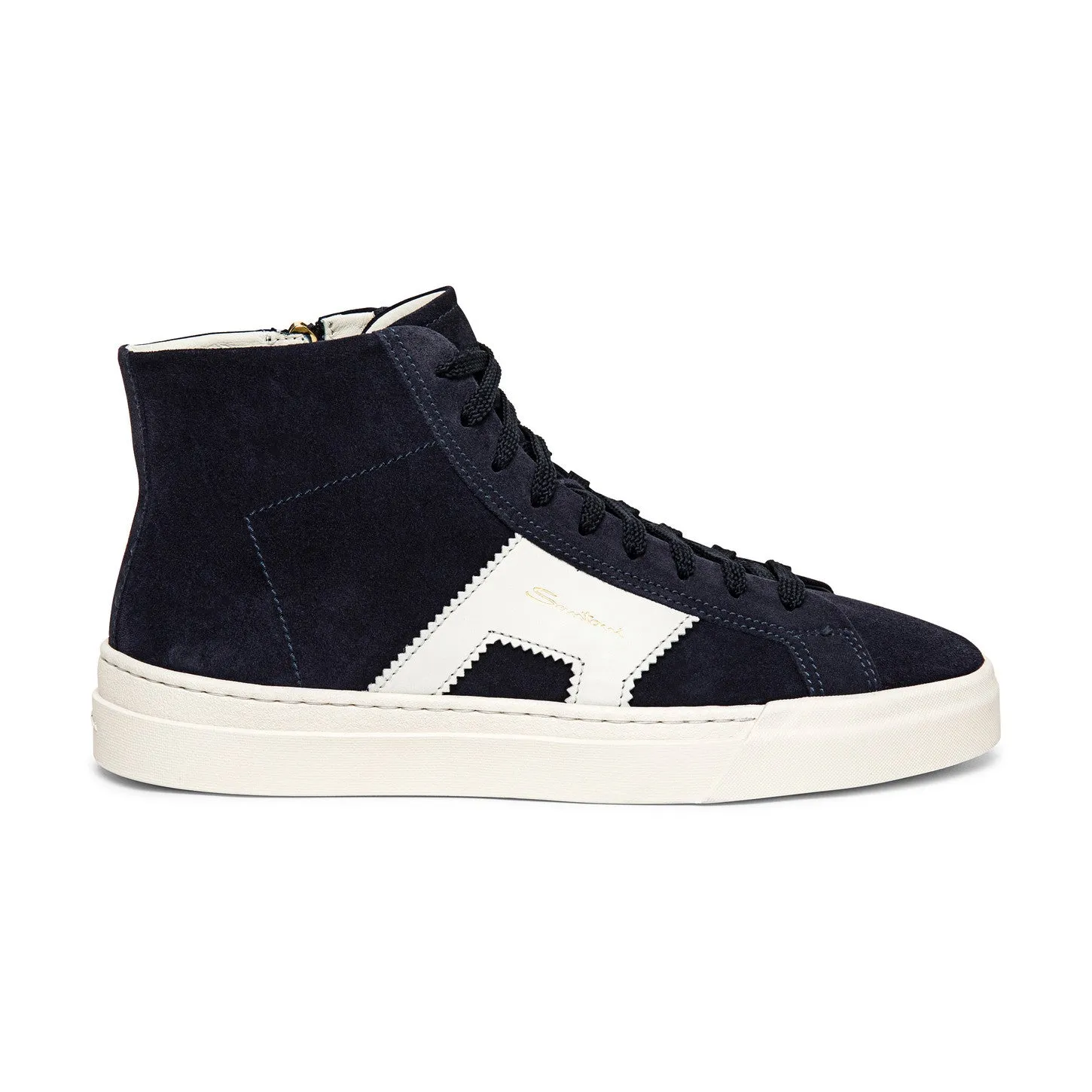 Navy Blue Suede Wolfton Lace Up High Top Sneakers - AW24