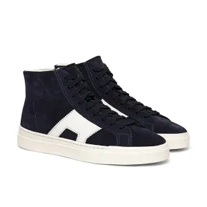 Navy Blue Suede Wolfton Lace Up High Top Sneakers - AW24