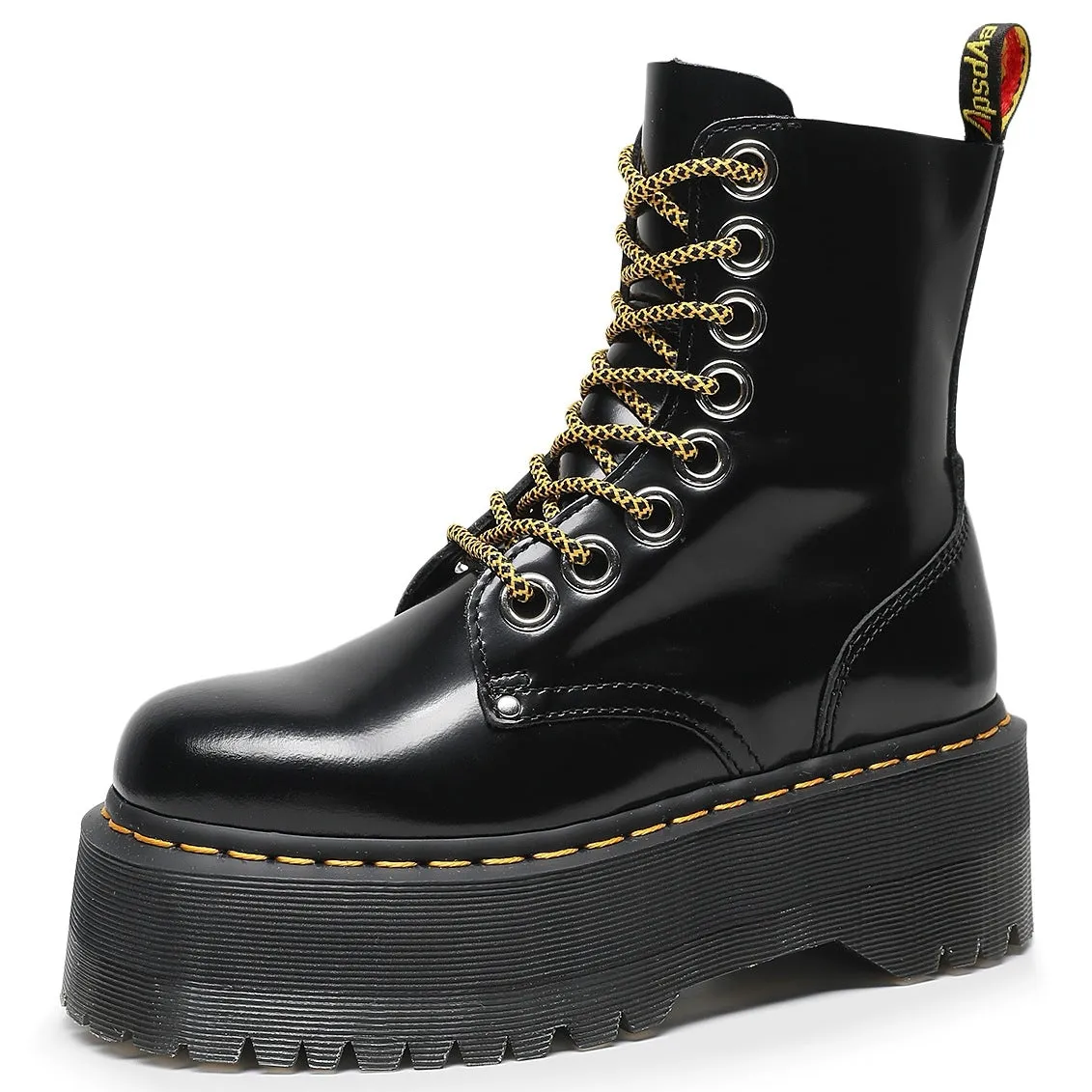 PEOPLETERRITORY 2025 thick-soled 8-hole locomotive boots, side zipper British women's short boots, versatile muffin bottom lace-up tooling boots