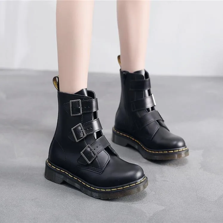PEOPLETERRITORY Aberdeen New tooling boots women's 1460 British versatile high-top women's boots leather locomotive three-buckle strap new model