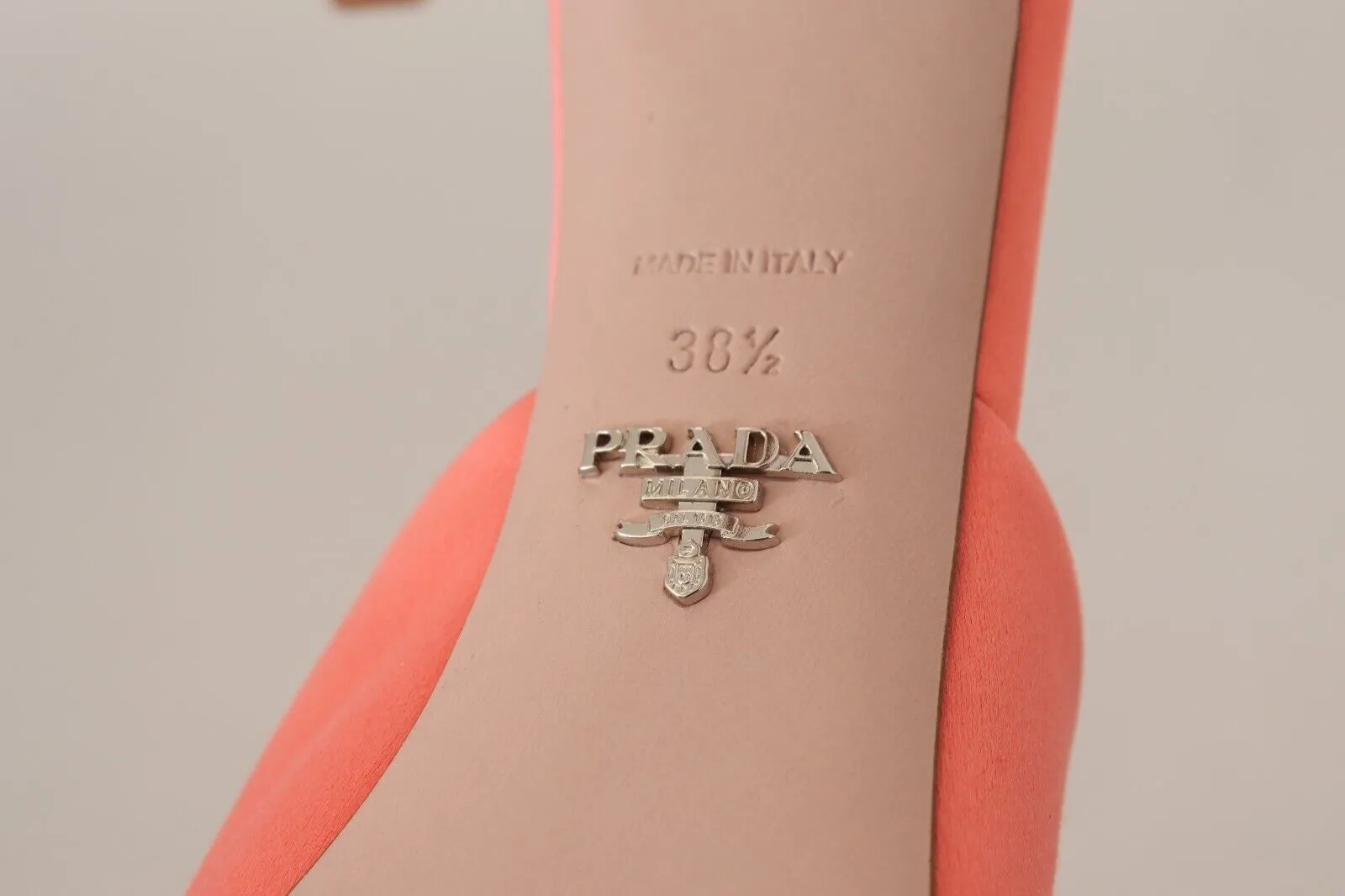 Prada Elegant Coral Leather Heels Sandals