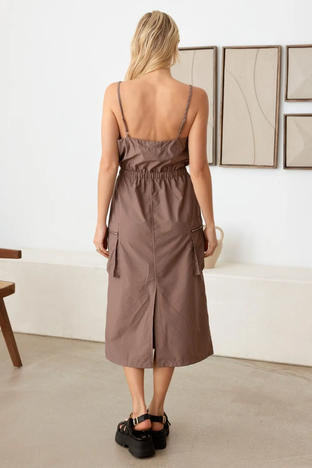 "Le Lis" Drawstring Cargo Midi Dress