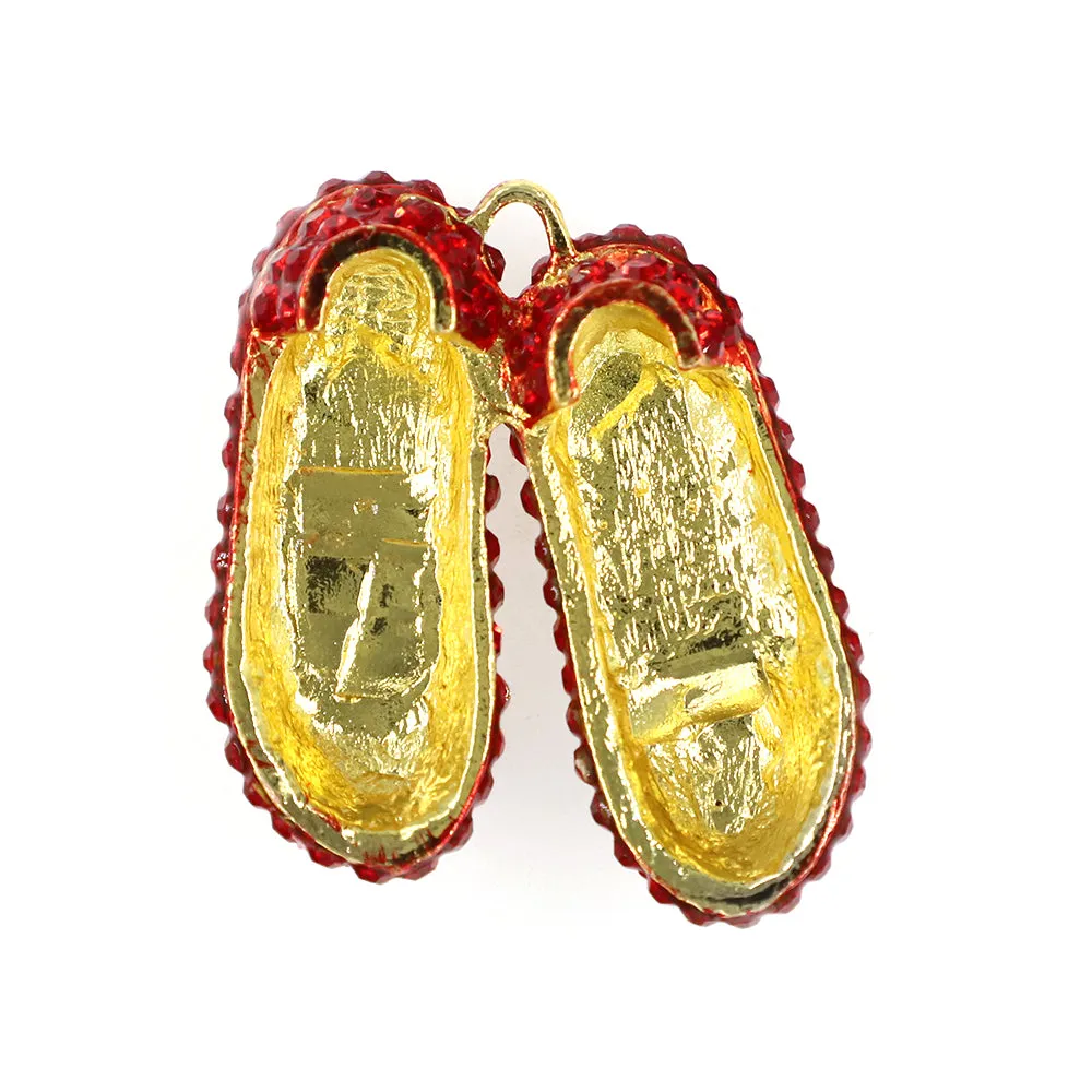 Rhinestone Red High Heels Shoes with Bow Necklace Pendant Suitable for Women