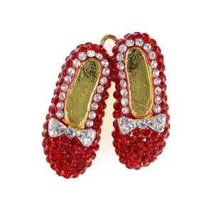 Rhinestone Red High Heels Shoes with Bow Necklace Pendant Suitable for Women