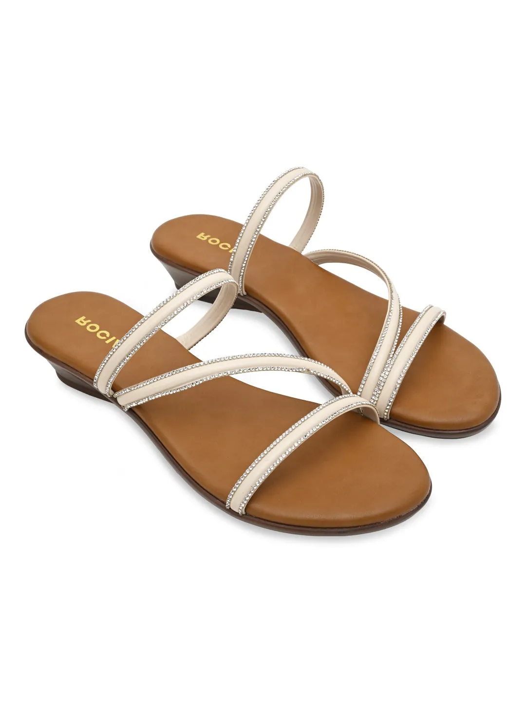 Rocia By Regal Beige Women Ziz-Zag Strappy Wedge