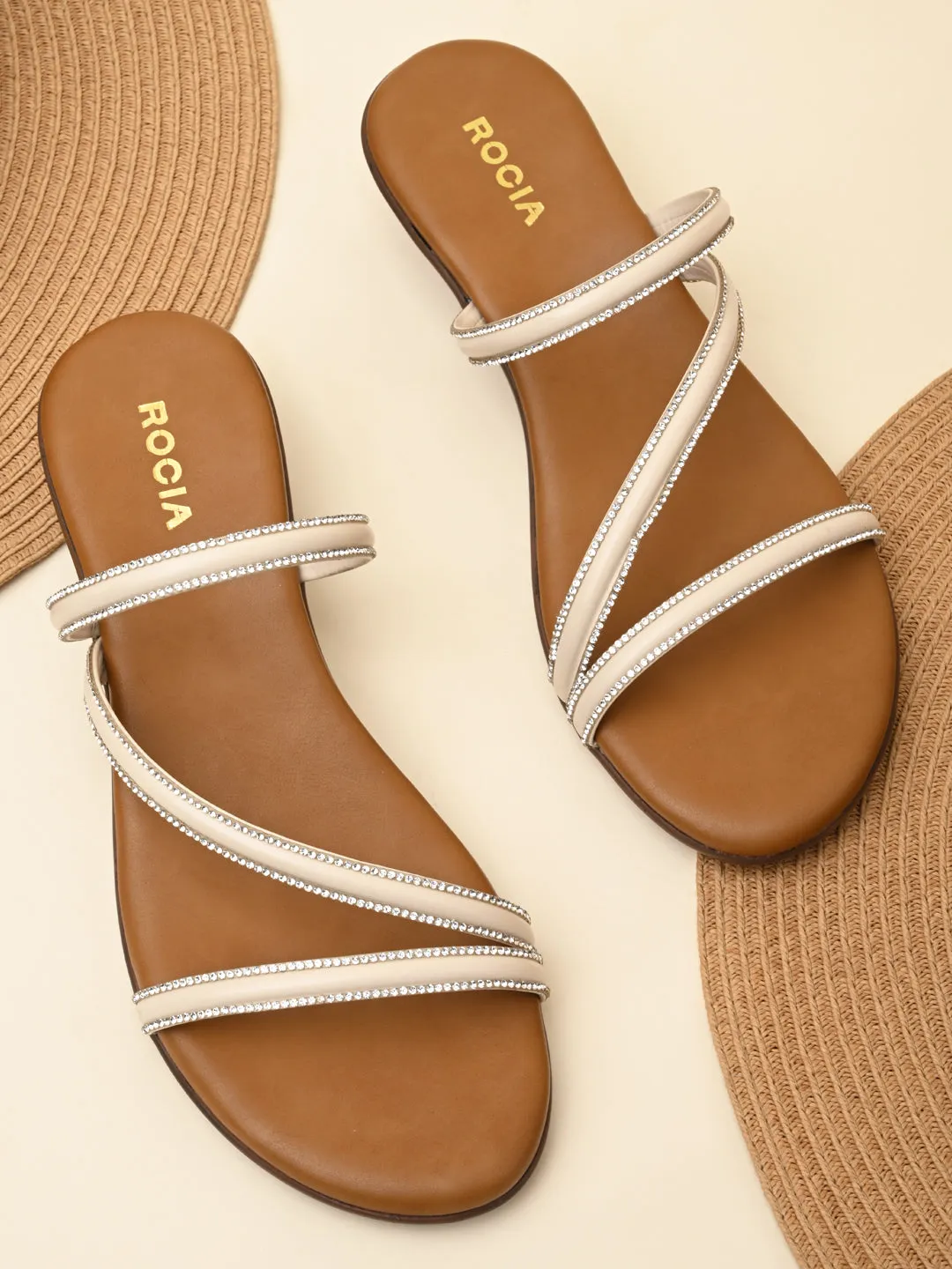 Rocia By Regal Beige Women Ziz-Zag Strappy Wedge