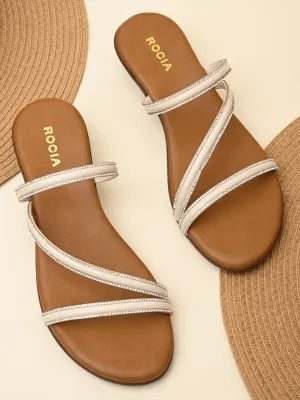 Rocia By Regal Beige Women Ziz-Zag Strappy Wedge