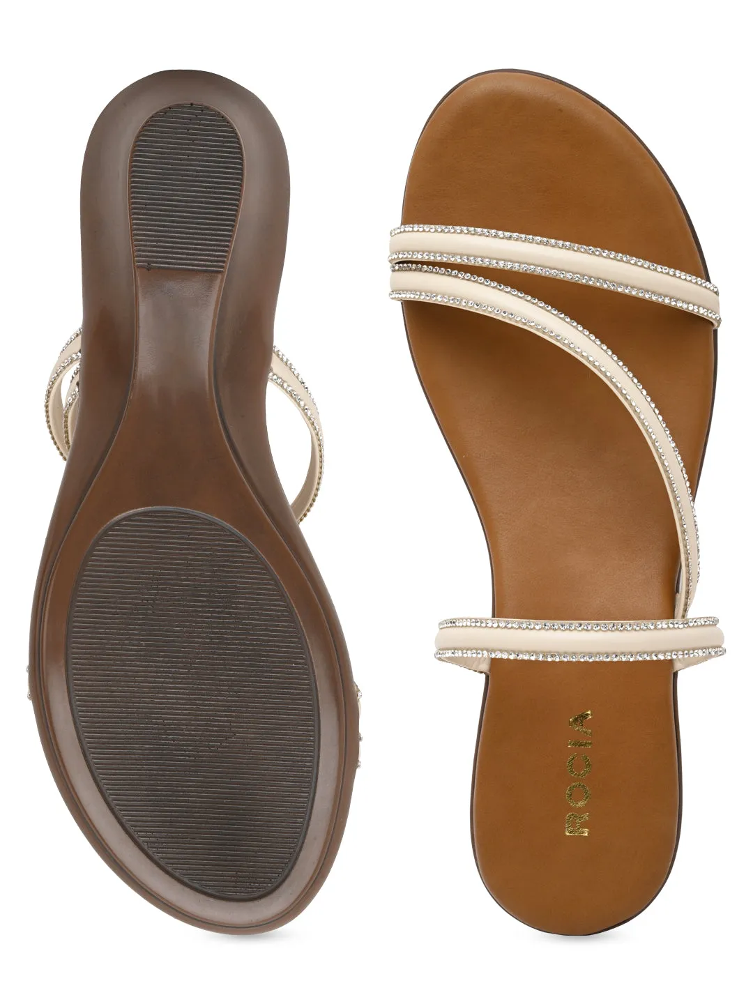Rocia By Regal Beige Women Ziz-Zag Strappy Wedge