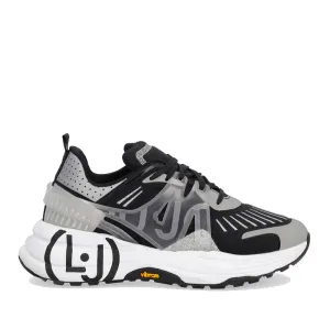 Scarpe Donna LIU JO Sneakers Running in Lycra colore Bianco Nero e Argento