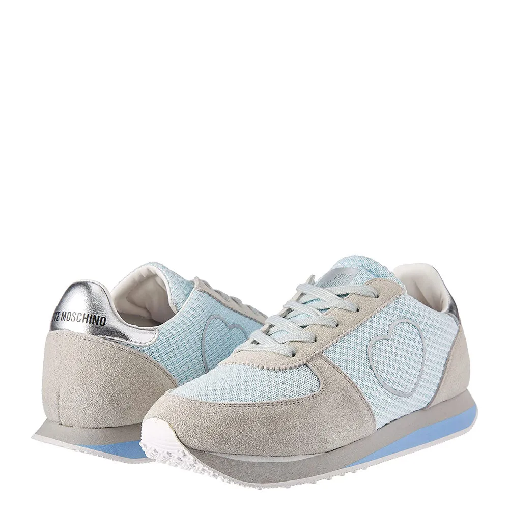 Scarpe Donna LOVE MOSCHINO Sneakers Running in Tessuto e Suede color Cielo