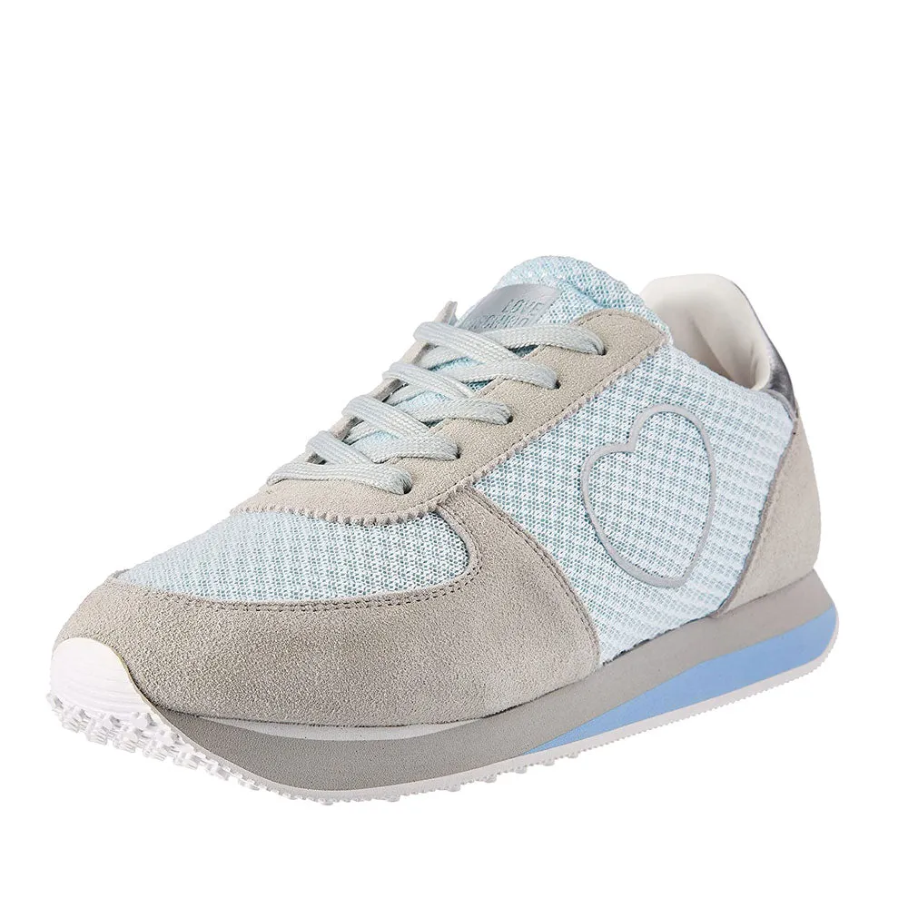 Scarpe Donna LOVE MOSCHINO Sneakers Running in Tessuto e Suede color Cielo