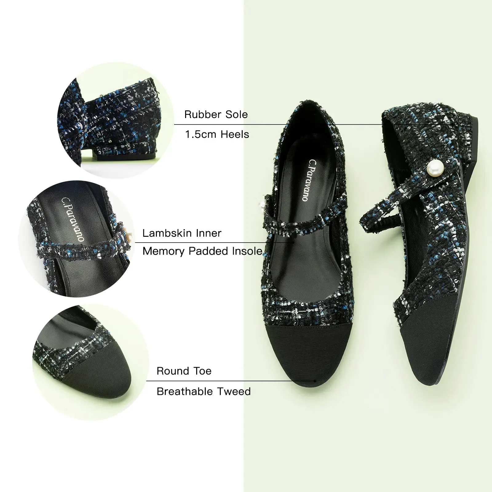 Single-Strap Tweed Mary Jane (Clara)