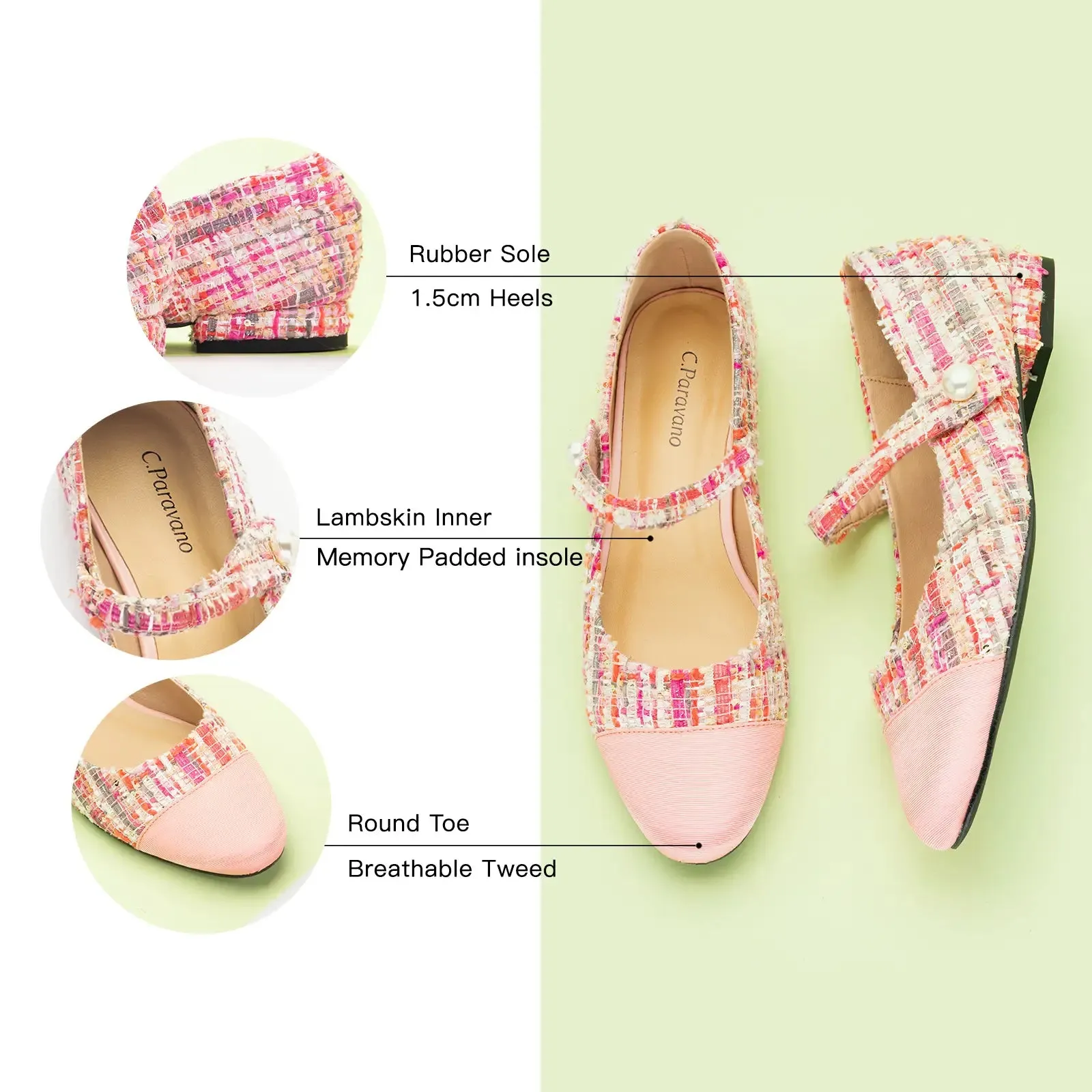 Single-Strap Tweed/Solid Mary Jane (Clara)