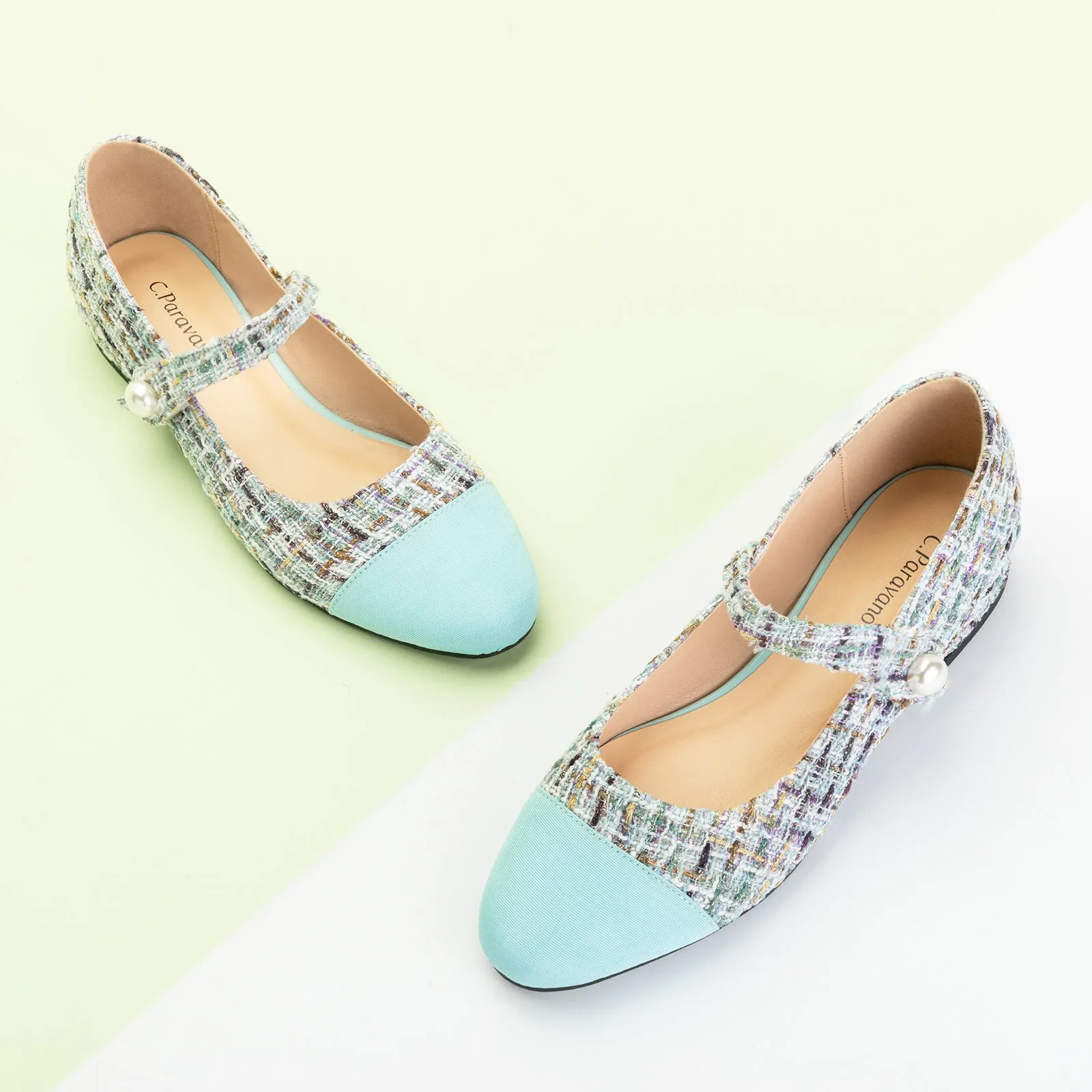 Single-Strap Tweed/Solid Mary Jane (Clara)