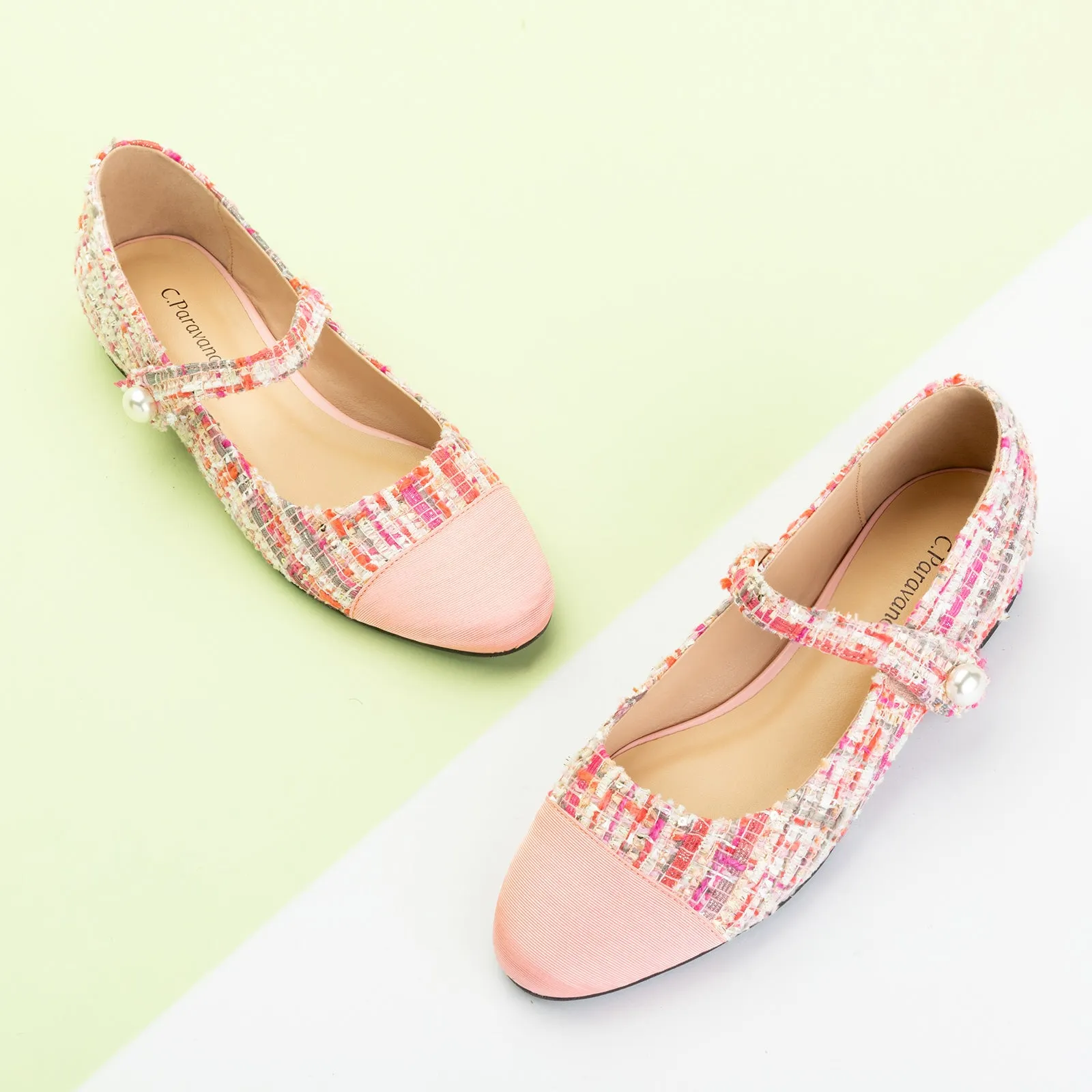 Single-Strap Tweed/Solid Mary Jane (Clara)