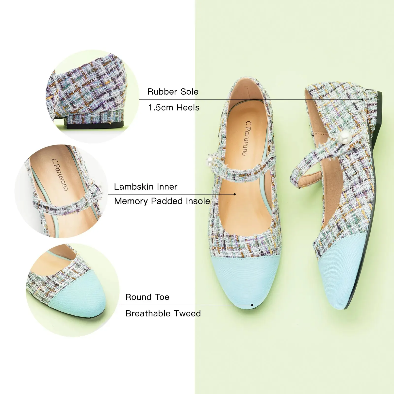 Single-Strap Tweed/Solid Mary Jane (Clara)