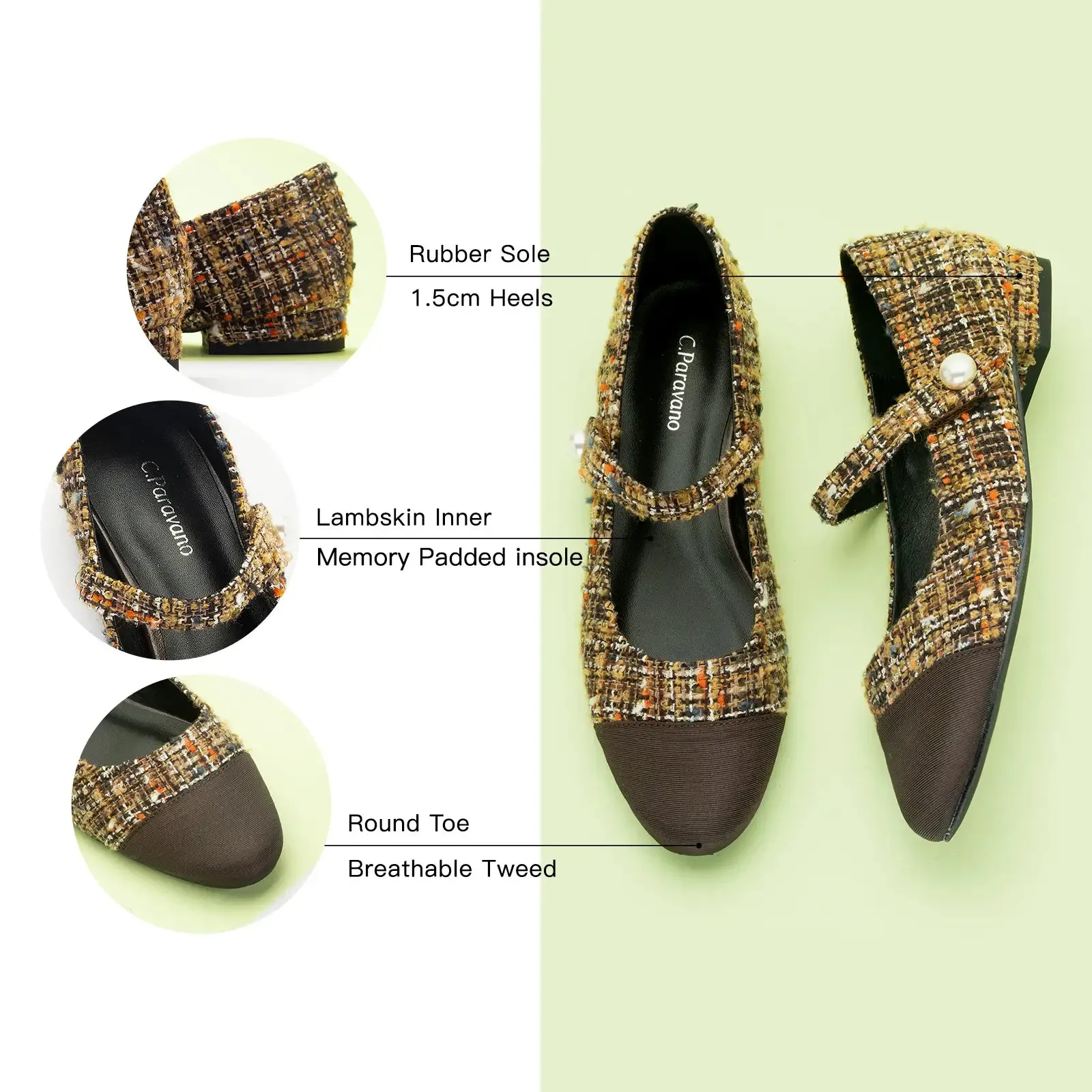 Single-Strap Tweed/Solid Mary Jane (Clara)