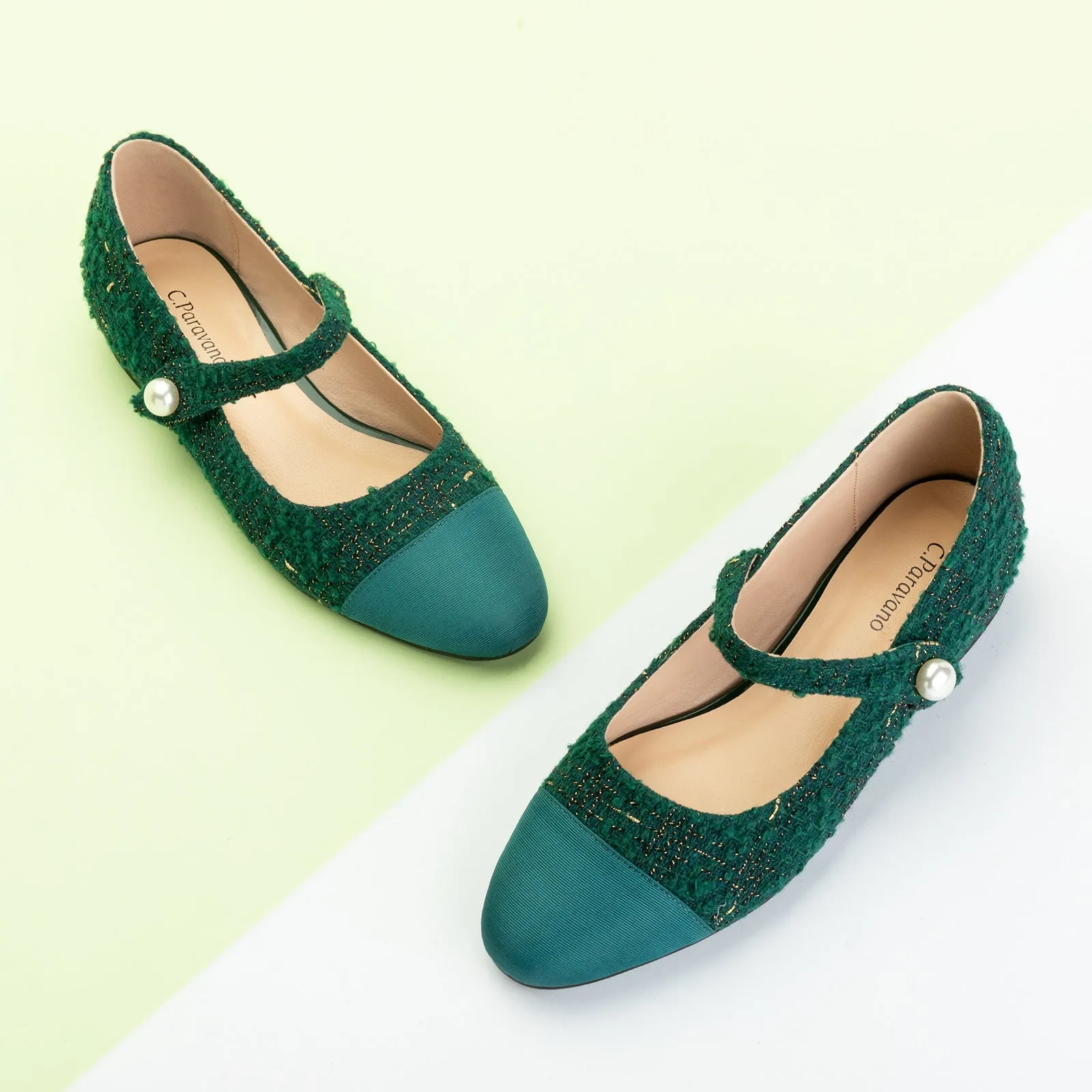Single-Strap Tweed/Solid Mary Jane (Clara)