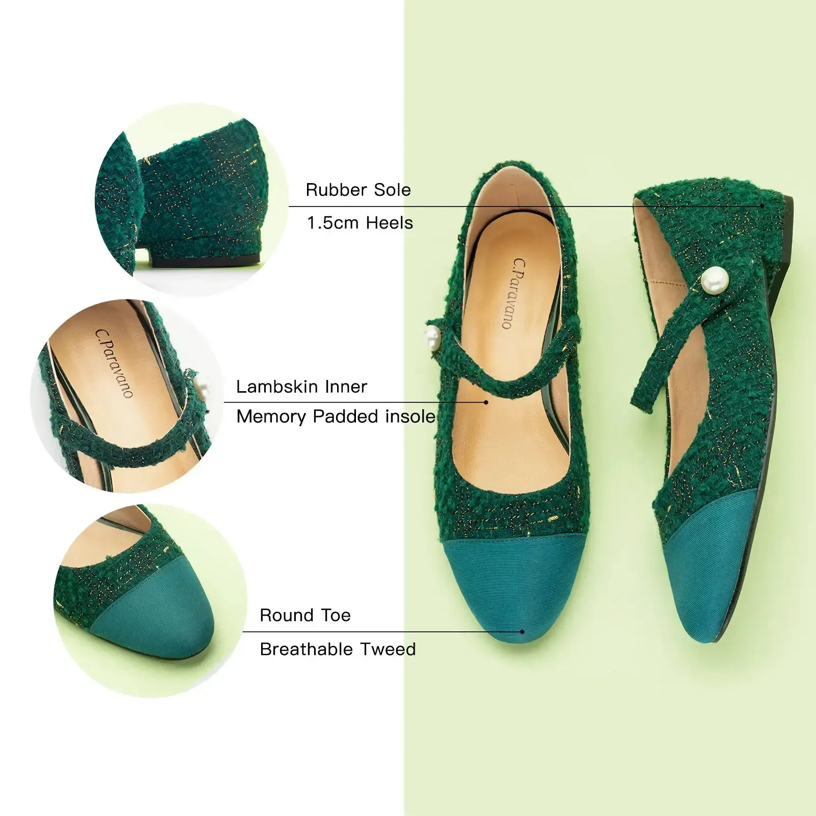 Single-Strap Tweed/Solid Mary Jane (Clara)
