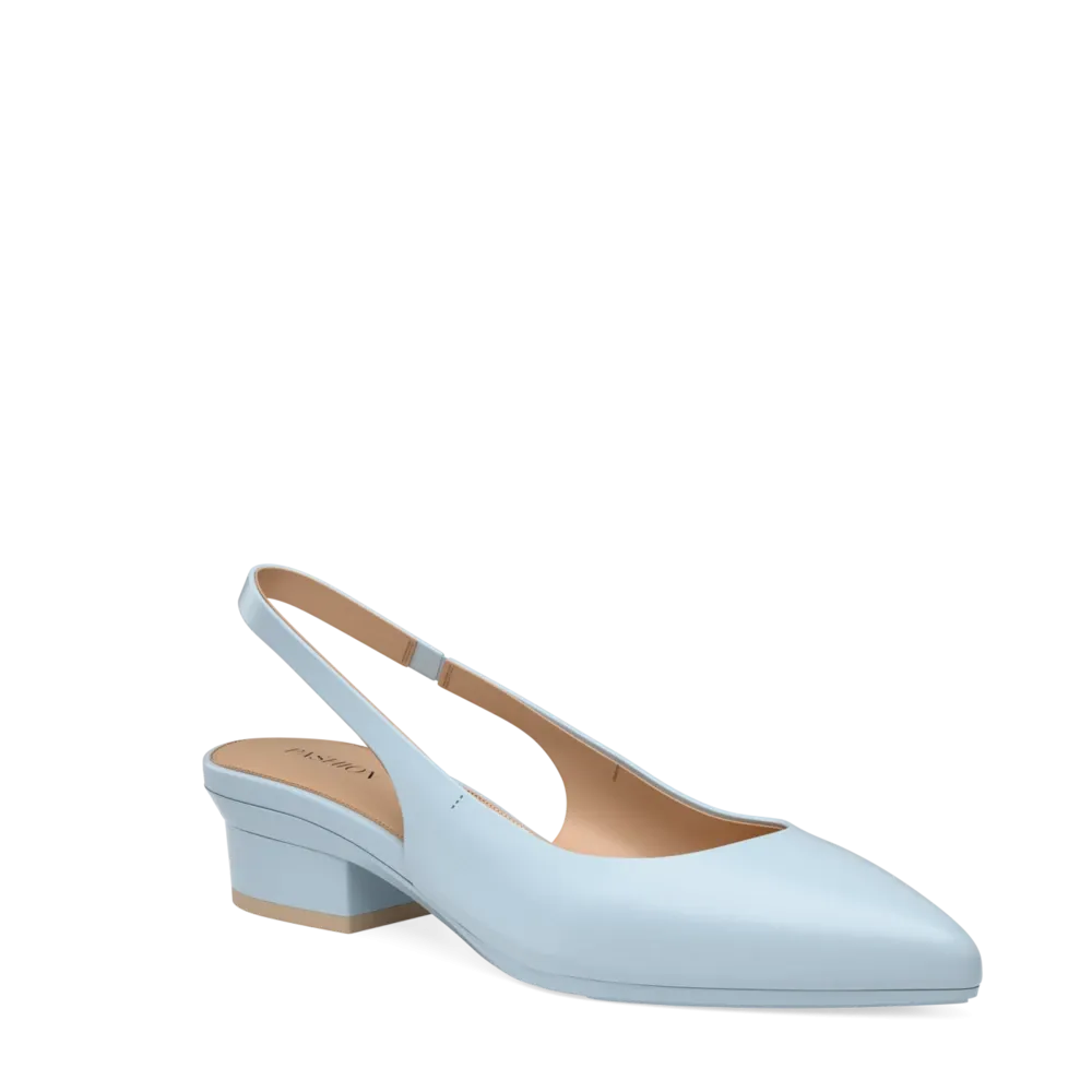 The Slingback - Baby Blue Leather 4 Block