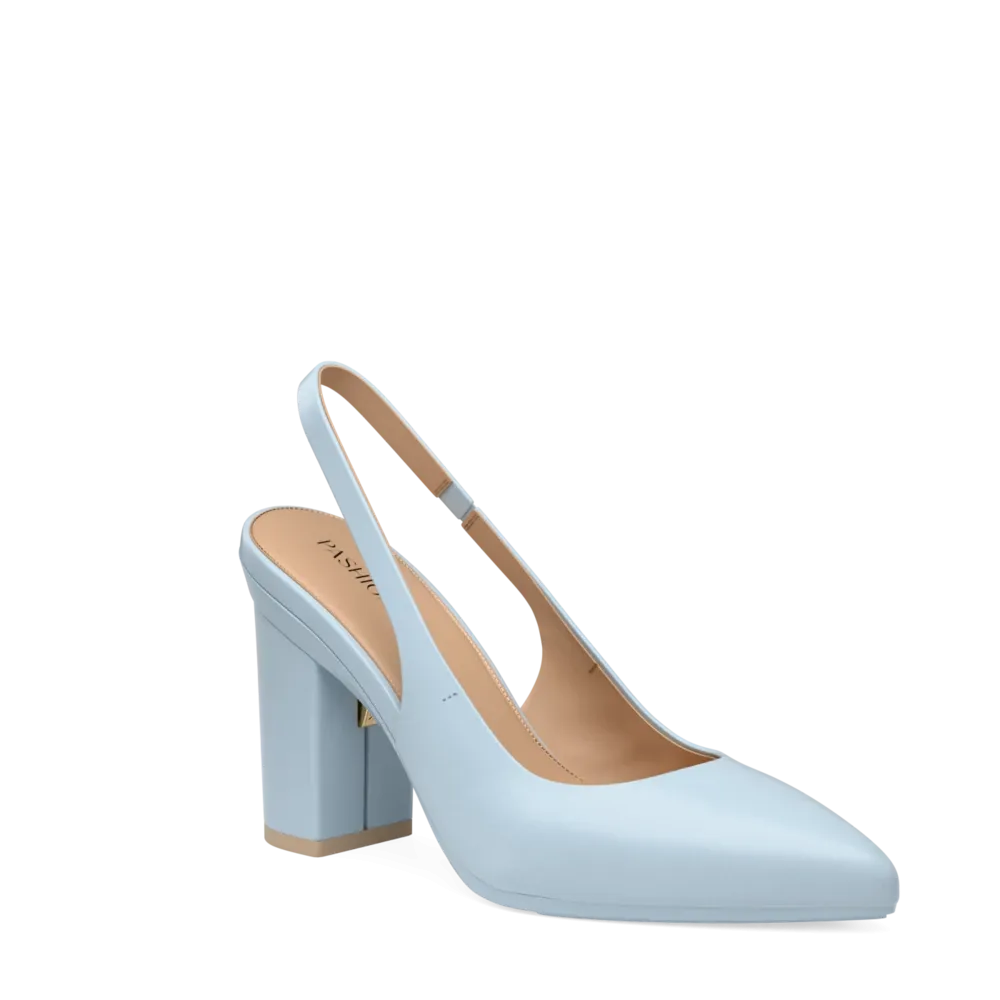 The Slingback - Baby Blue Leather 4 Block