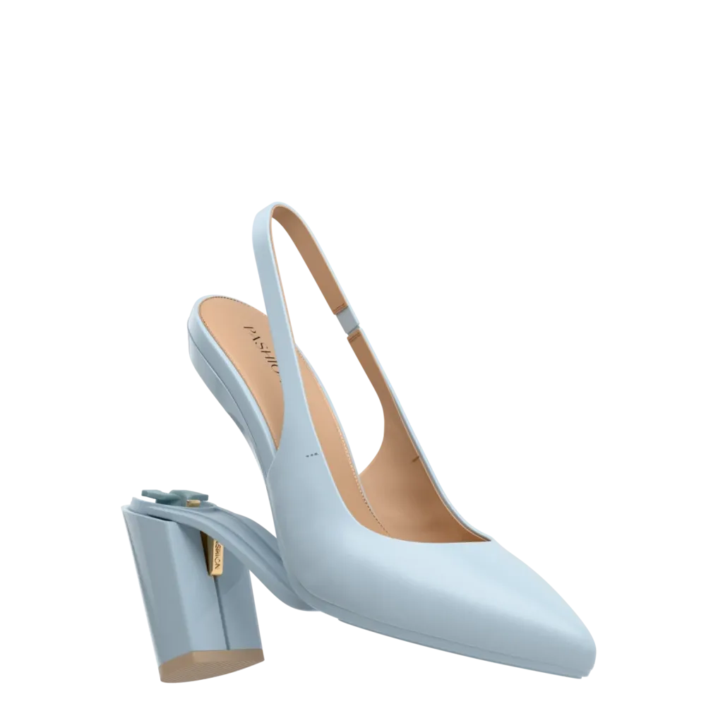 The Slingback - Baby Blue Leather 4 Block