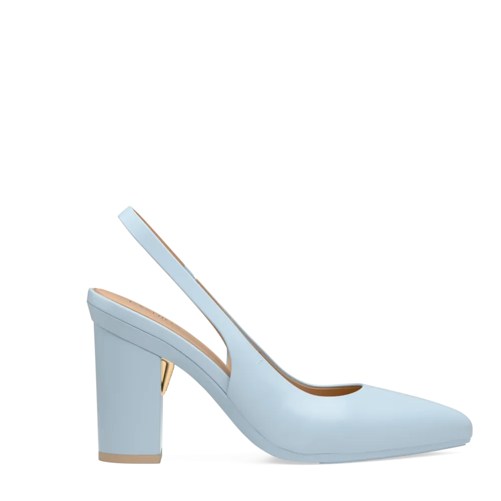 The Slingback - Baby Blue Leather 4 Block