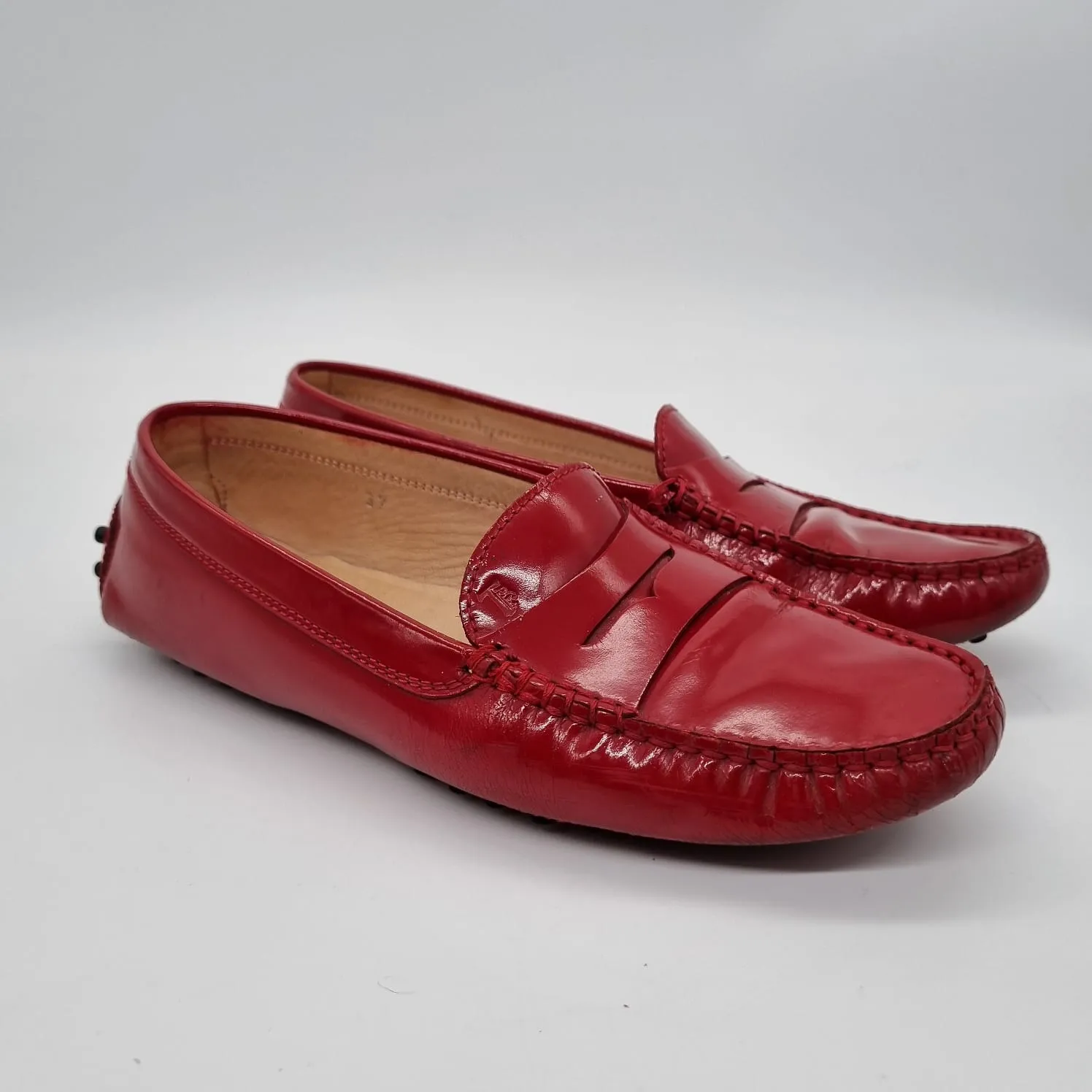Tod's Gommino Patent Leather Loafers Red Size 37/24,5