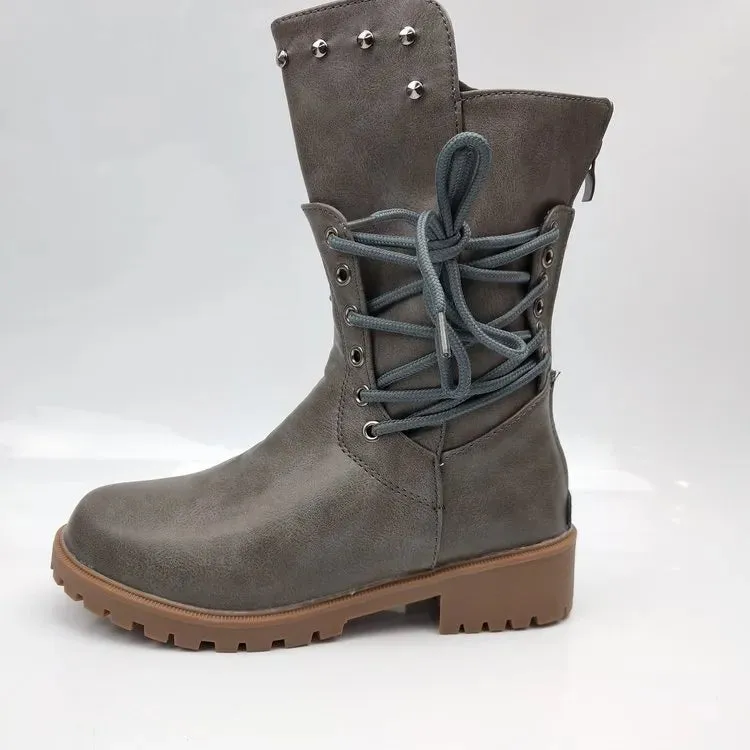 Women's Riveted Western Cowboy Boots – Strap Design, Versatile & Soft Soled Ankle Boots