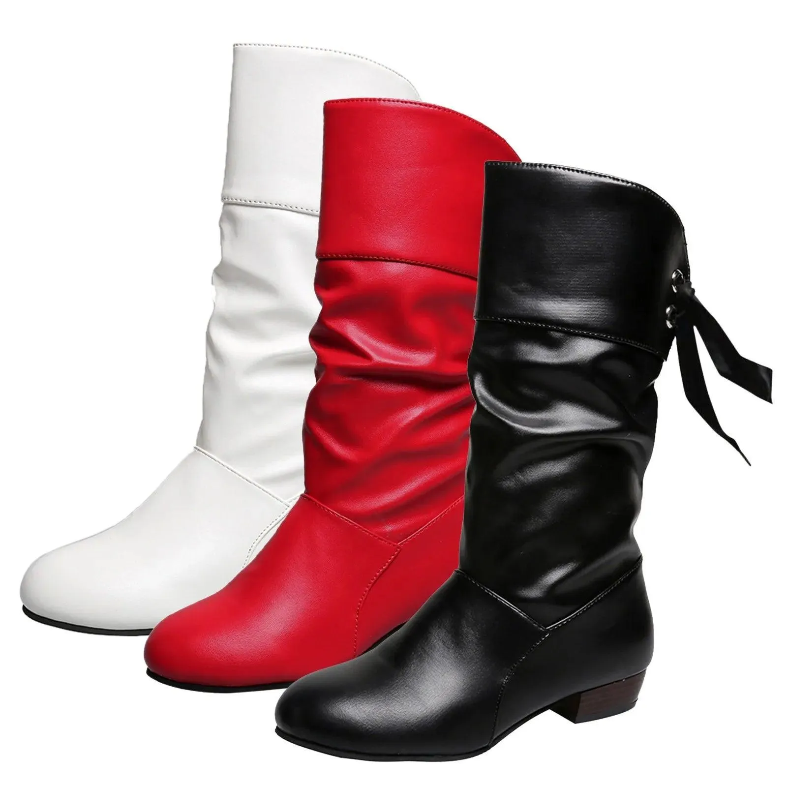 Women's Versatile Mid-Calf Boots – Chunky Heel Western-Inspired Motorcycle Boots