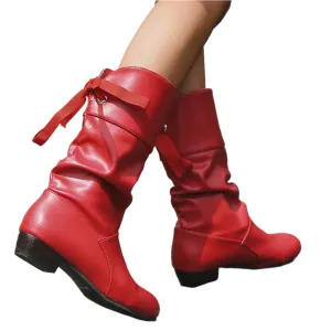 Women's Versatile Mid-Calf Boots – Chunky Heel Western-Inspired Motorcycle Boots