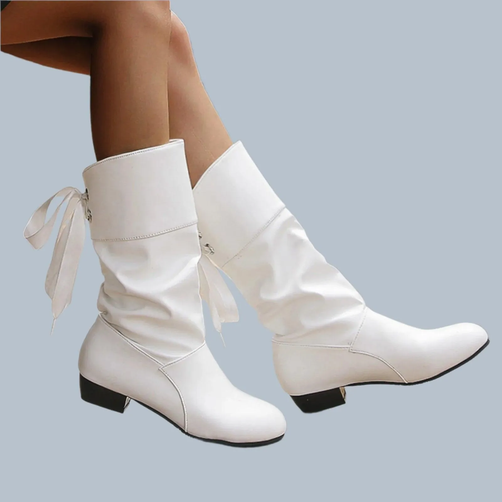 Women's Versatile Mid-Calf Boots – Chunky Heel Western-Inspired Motorcycle Boots
