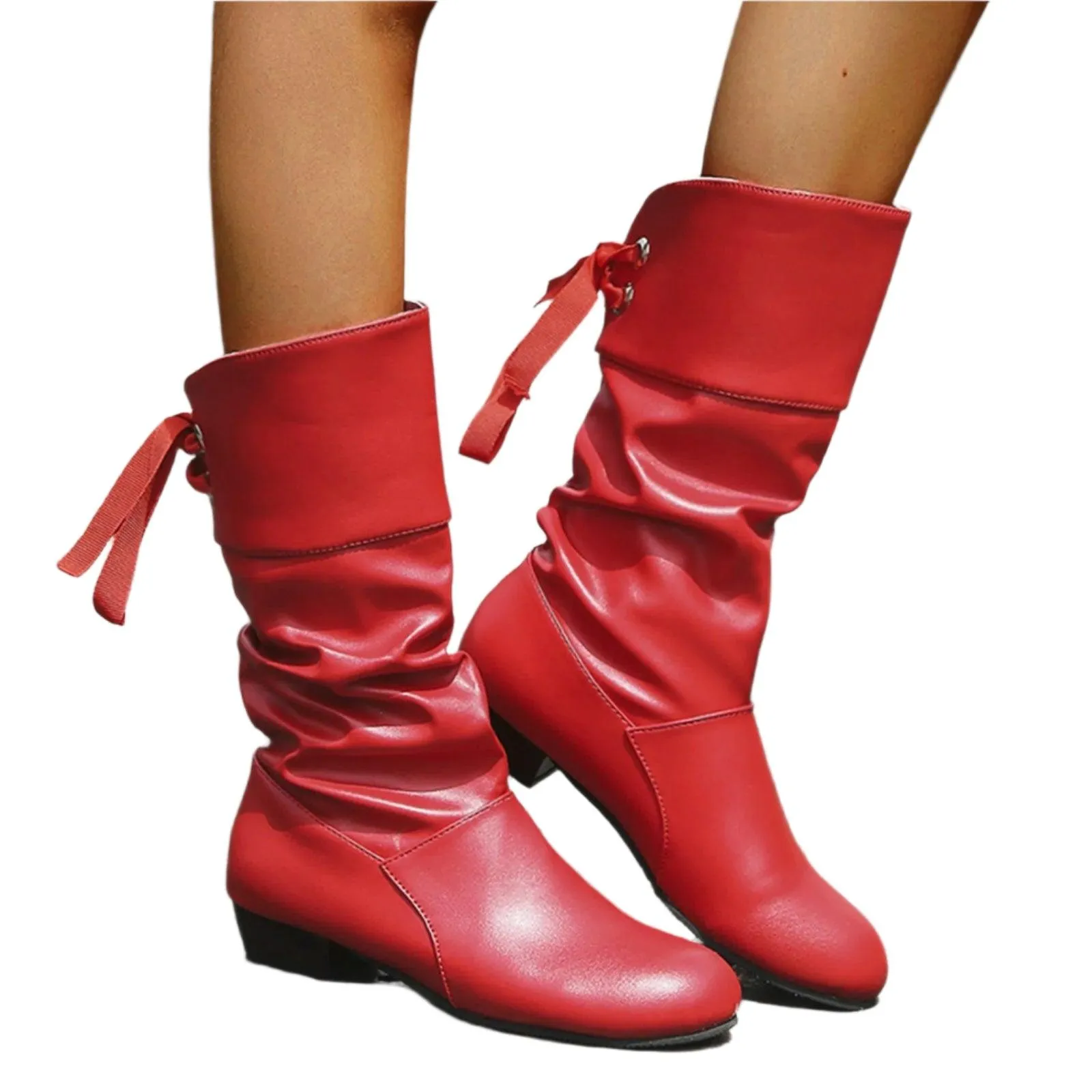 Women's Versatile Mid-Calf Boots – Chunky Heel Western-Inspired Motorcycle Boots