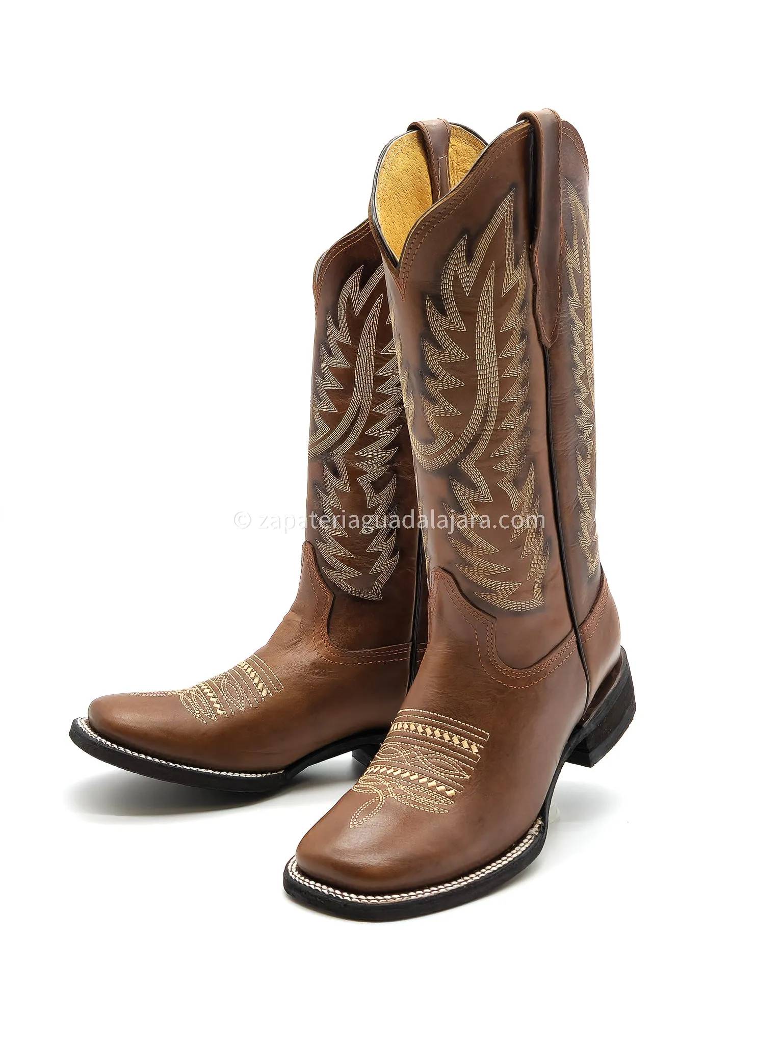 WOMEN'S WIDE SQUARE TOE GRASSO BROWN LEATHER BOOT -Q322N8307