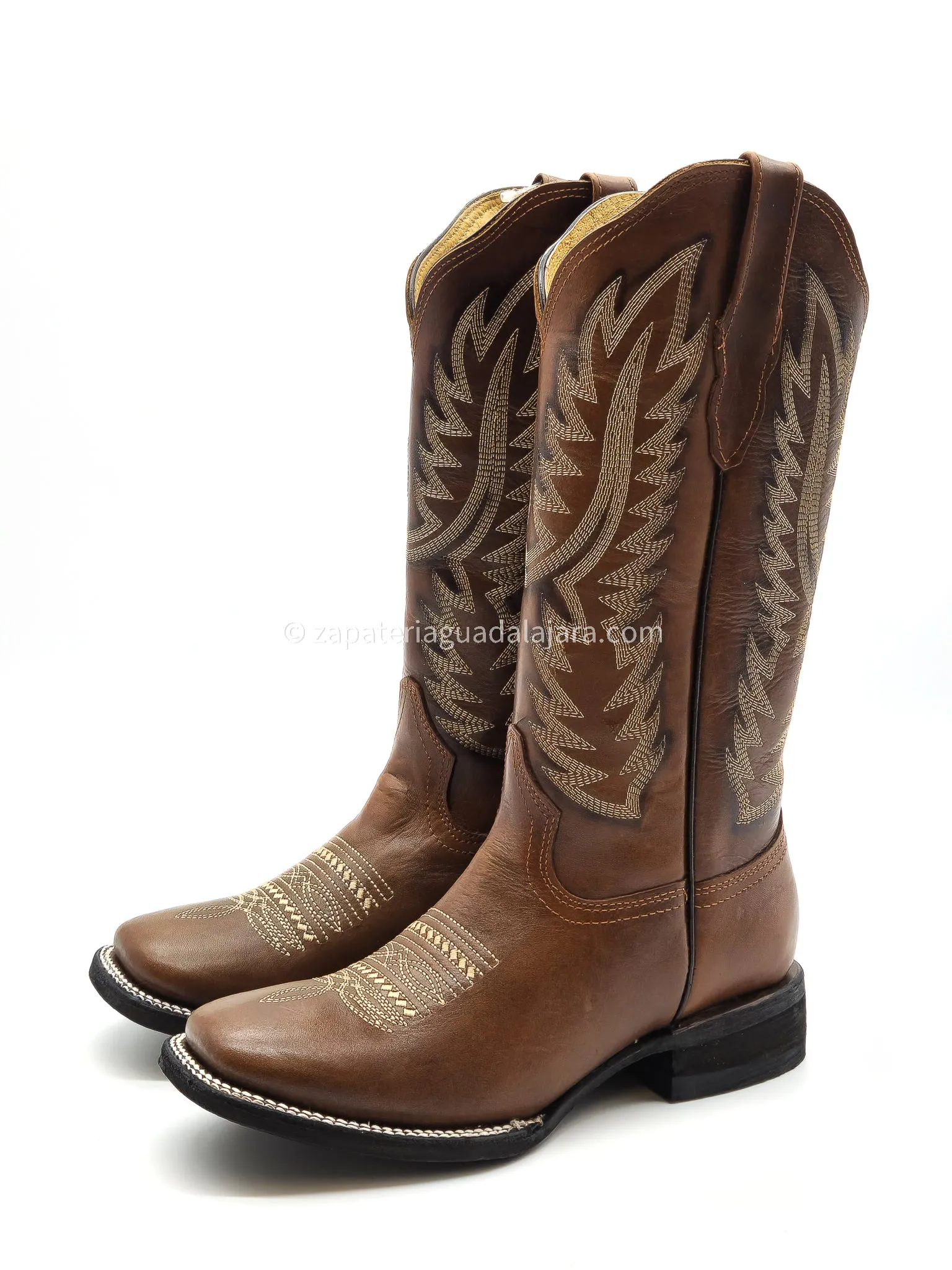 WOMEN'S WIDE SQUARE TOE GRASSO BROWN LEATHER BOOT -Q322N8307