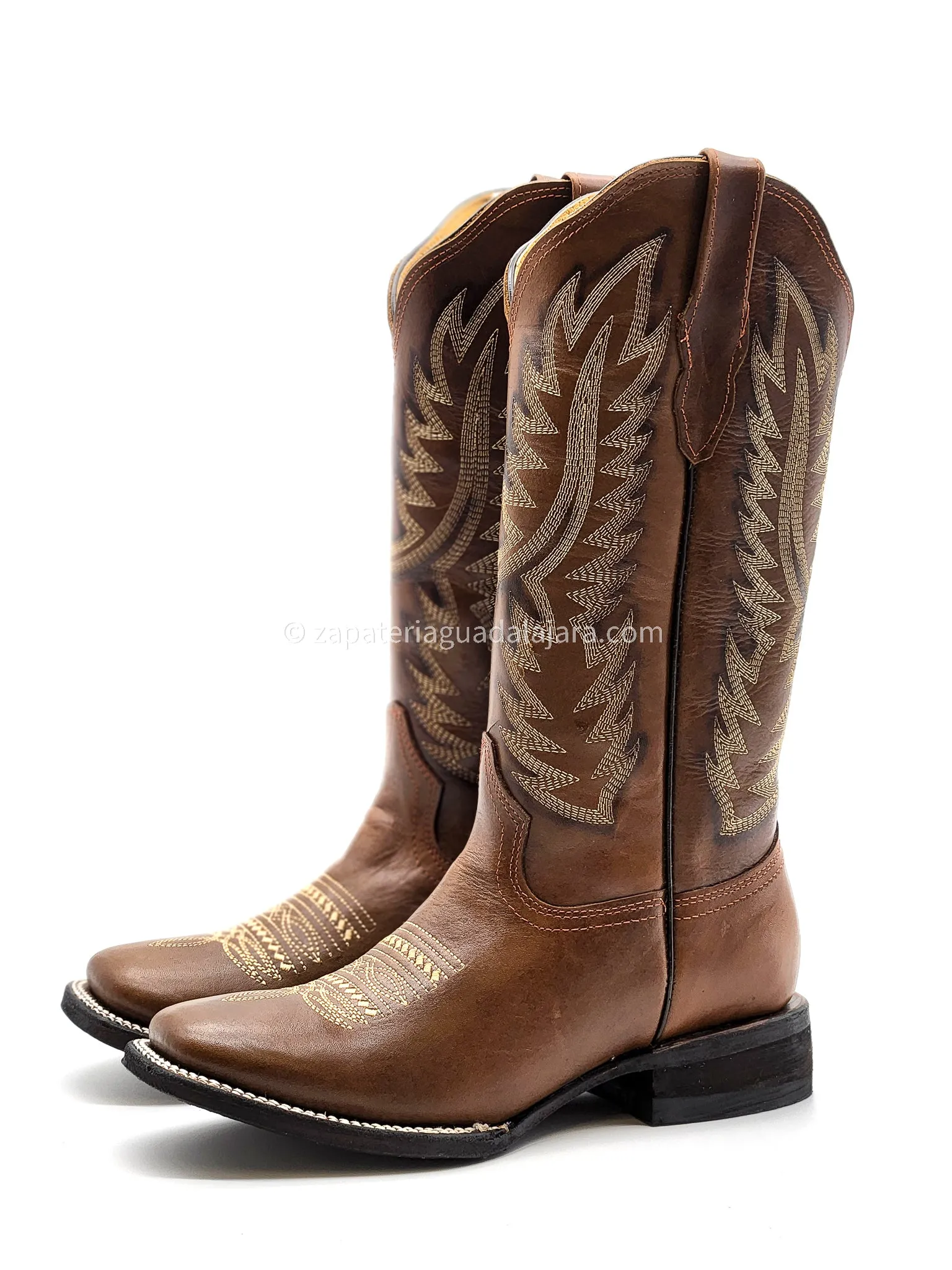 WOMEN'S WIDE SQUARE TOE GRASSO BROWN LEATHER BOOT -Q322N8307