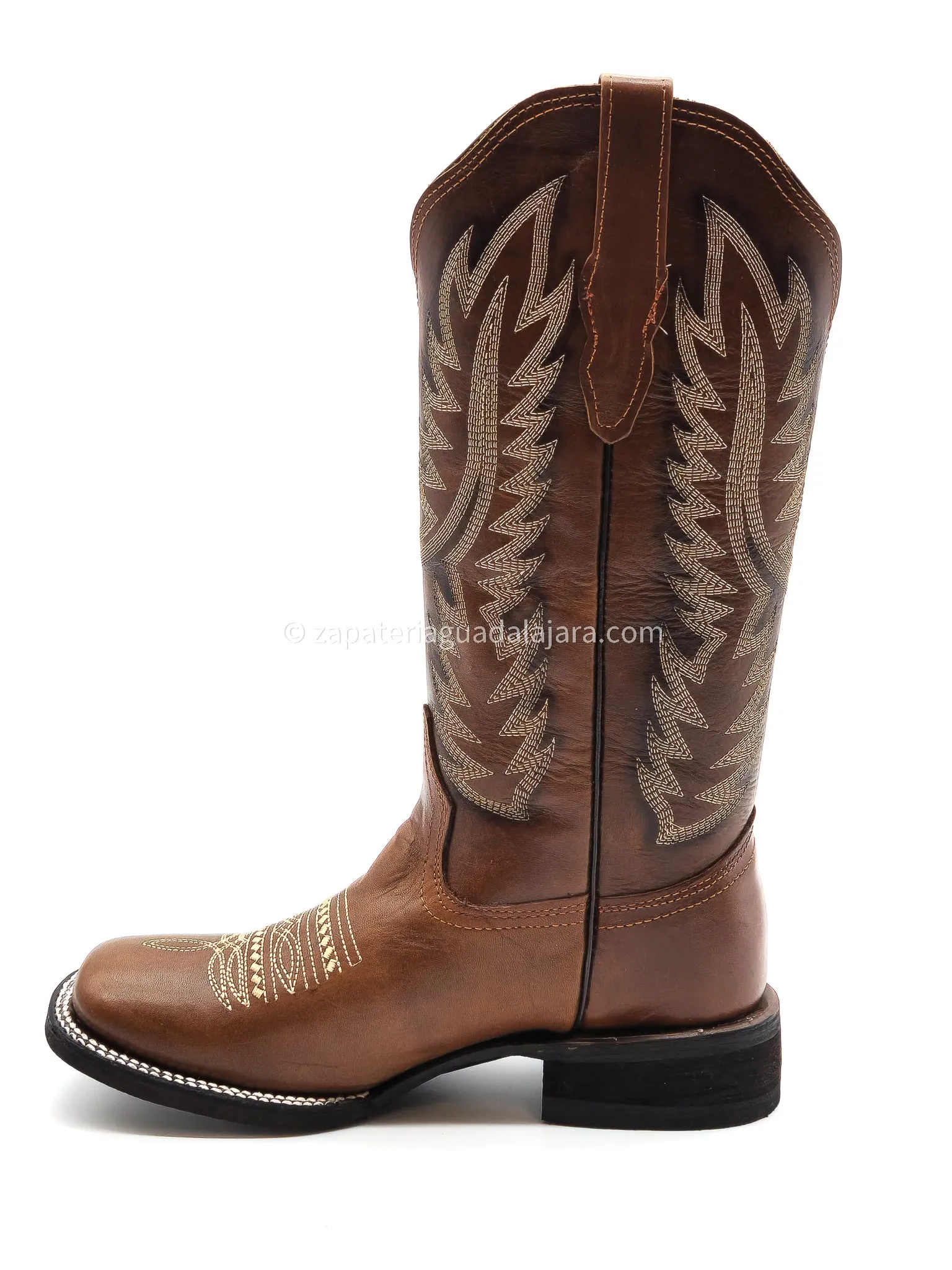 WOMEN'S WIDE SQUARE TOE GRASSO BROWN LEATHER BOOT -Q322N8307