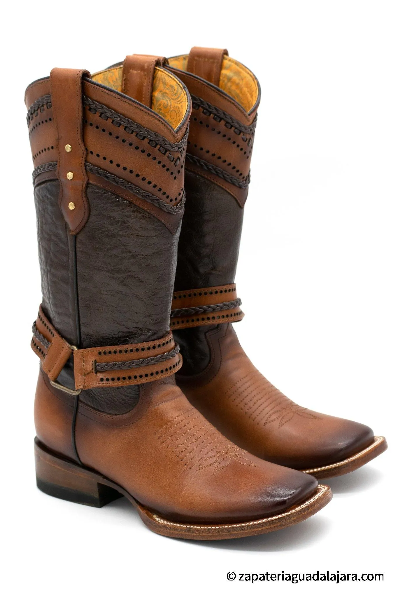 WOMEN'S WIDE SQUARE TOE HONEY LEATHER BOOT -Q3224251