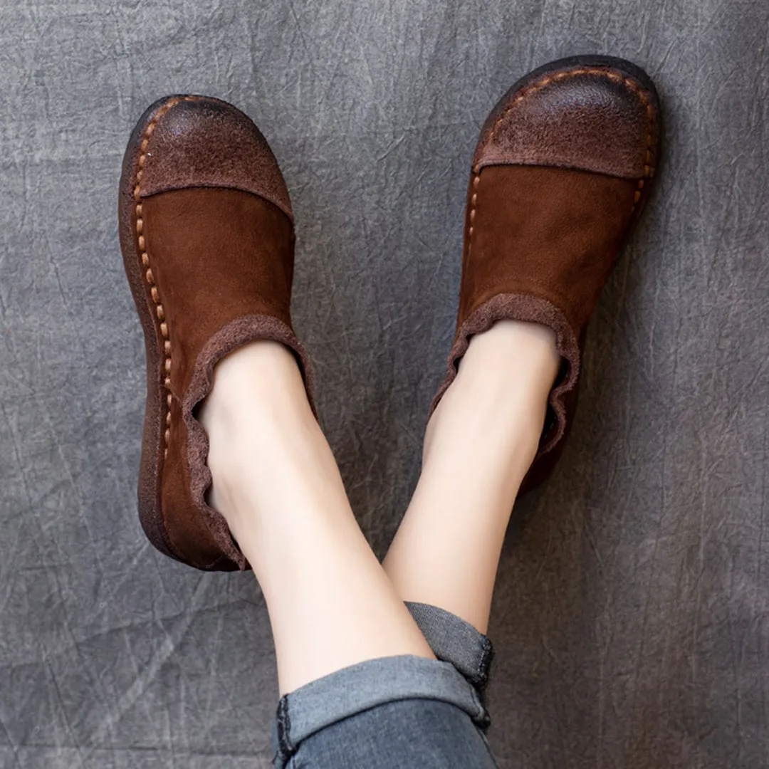 Wrapped Stitches Suede Leather Shoes