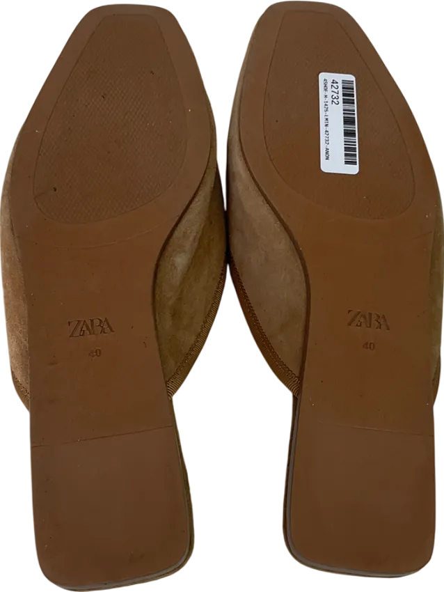 ZARA Beige Suede Bow Tie Flats UK 7 EU 40 